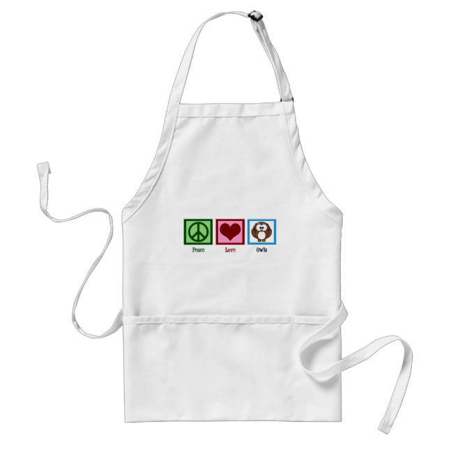 Peace Love Owls Adult Apron (Front)