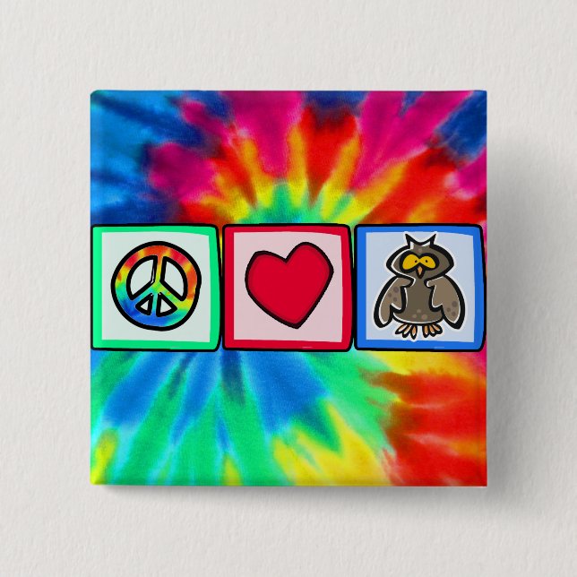 Peace, Love, Owls Button (Front)