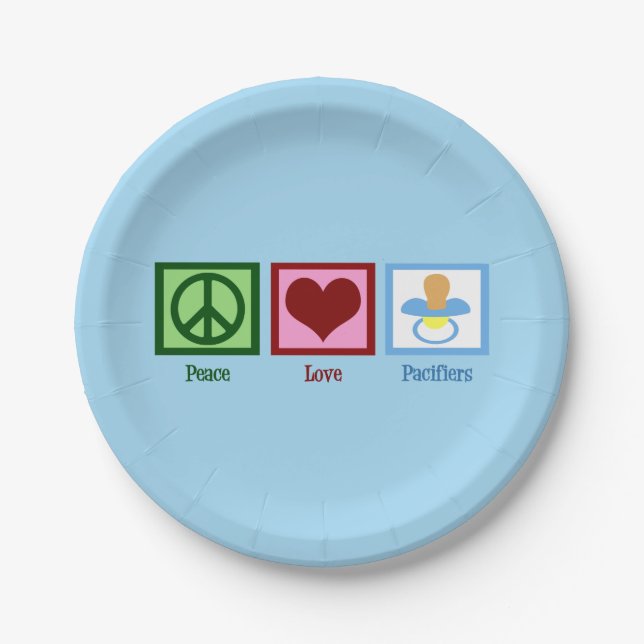 Peace Love Pacifiers Paper Plates (Front)