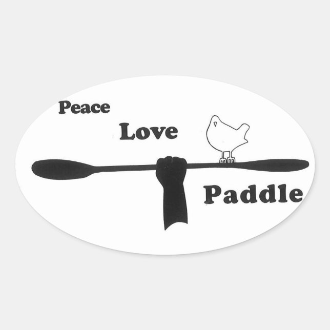 peace love paddle, dual blade oval sticker (Front)