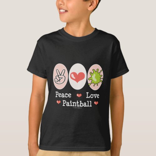 Peace Love Paintball Kids T_shirt