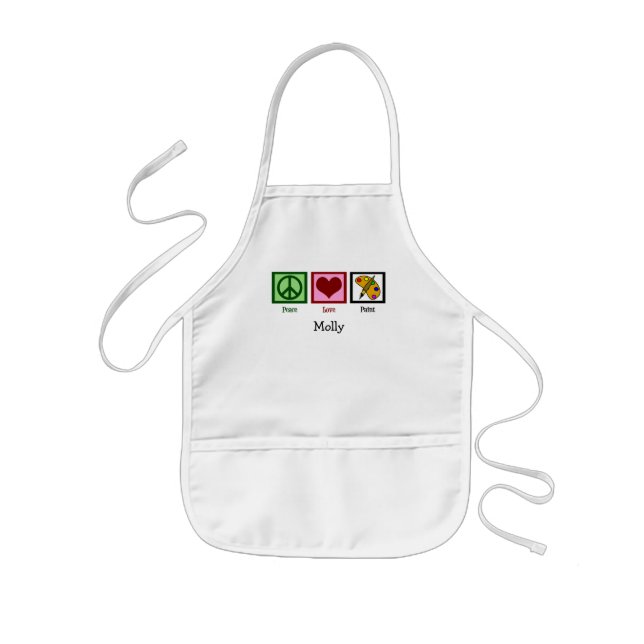 Peace Love Painting Cute Custom Art Class Kids Kids' Apron (Front)