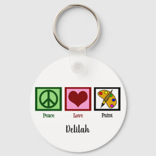 Peace Love Painting Cute Custom Artist Keychain