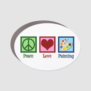 Peace Love Painting Cute Painter Car Magnet