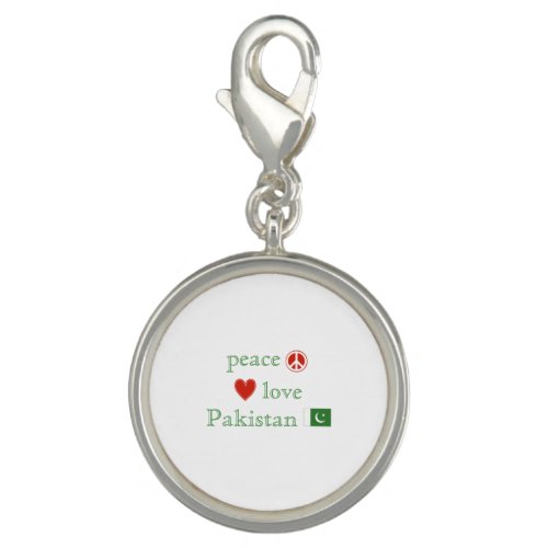 Peace Love Pakistan with Country Flag Charm