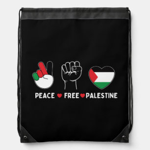 peace love palestine -freedom for palestinians drawstring bag
