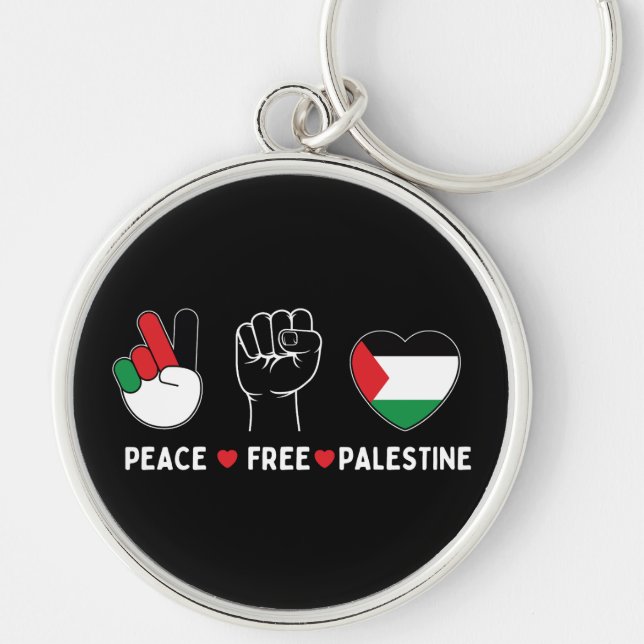peace love palestine -freedom for palestinians keychain (Front)