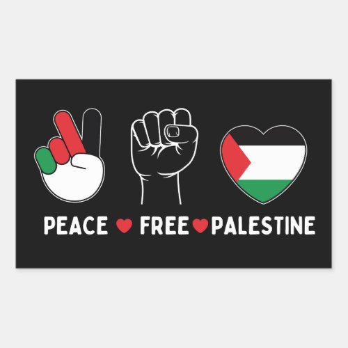 peace love palestine _freedom for palestinians rectangular sticker