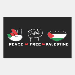 peace love palestine -freedom for palestinians rectangular sticker