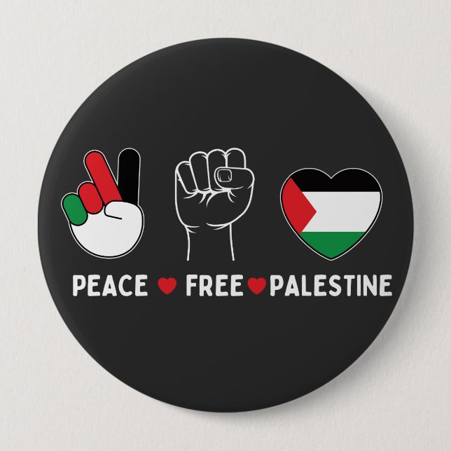 peace love palestine Freedom Palestinian Gaza Flag Button (Front)