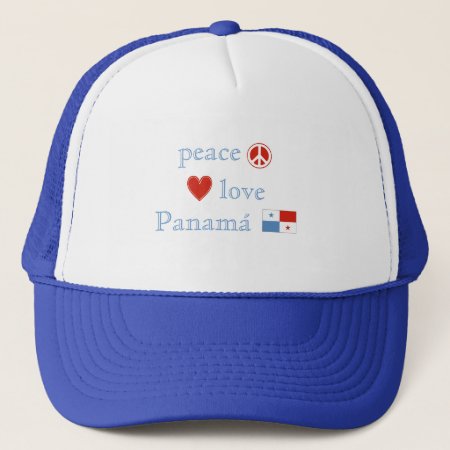 Peace Love Panama Heart Panamanian Flag Trucker Hat