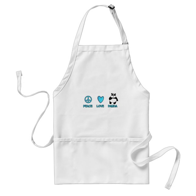 peace love panda adult apron (Front)