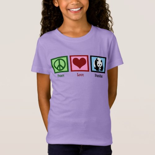 Peace Love Panda Bear Cute Kids T_Shirt