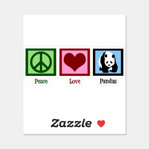 Peace Love Panda Bear Sticker