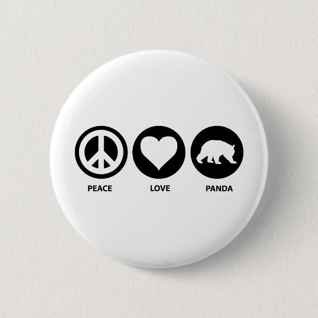 Peace Love Panda Pinback Button (Front)