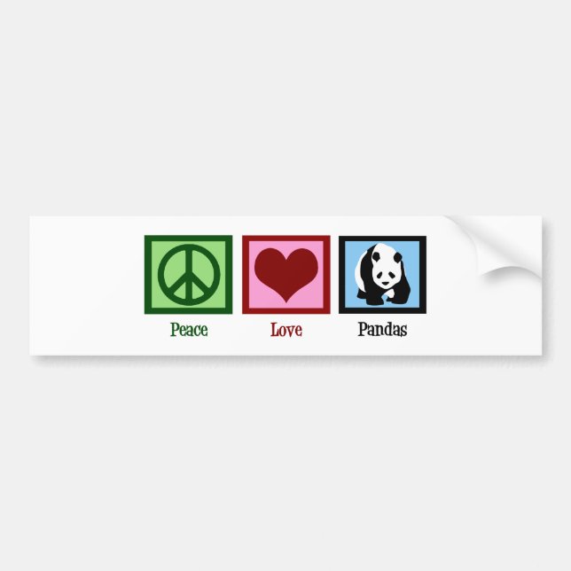 Peace Love Pandas Bumper Sticker (Front)
