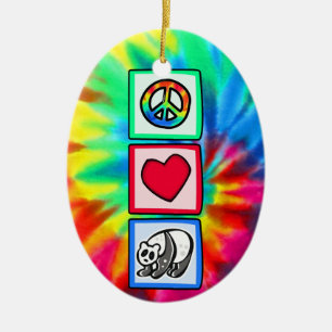 Peace, Love, Pandas Ceramic Ornament