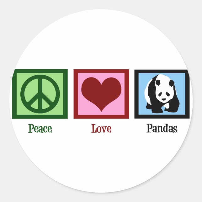 Peace Love Pandas Classic Round Sticker (Front)