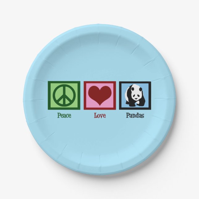 Peace Love Pandas Paper Plates (Front)