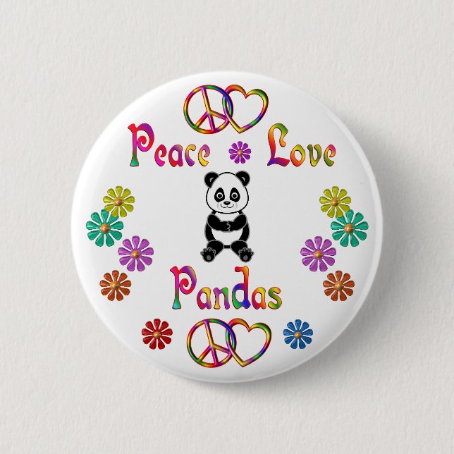 PEACE LOVE PANDAS PINBACK BUTTON (Front)