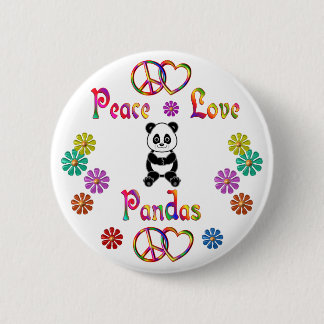 PEACE LOVE PANDAS PINBACK BUTTON