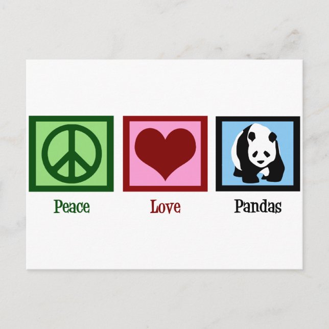 Peace Love Pandas Postcard (Front)