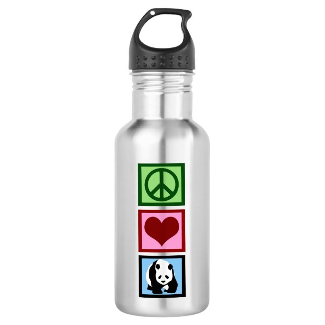 Peace Love Pandas Stainless Steel Water Bottle (Front)