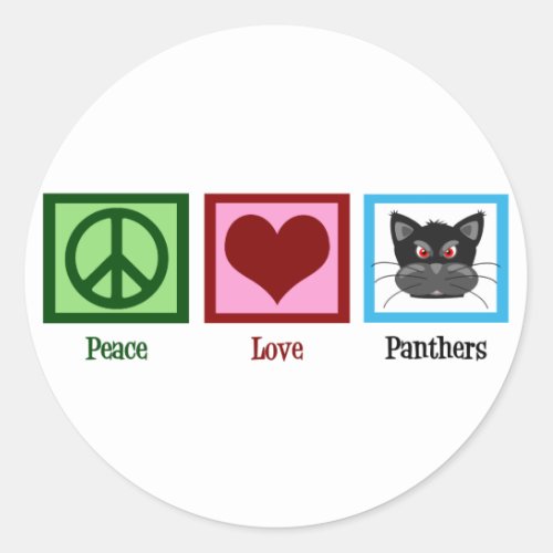 Peace Love Panthers Classic Round Sticker