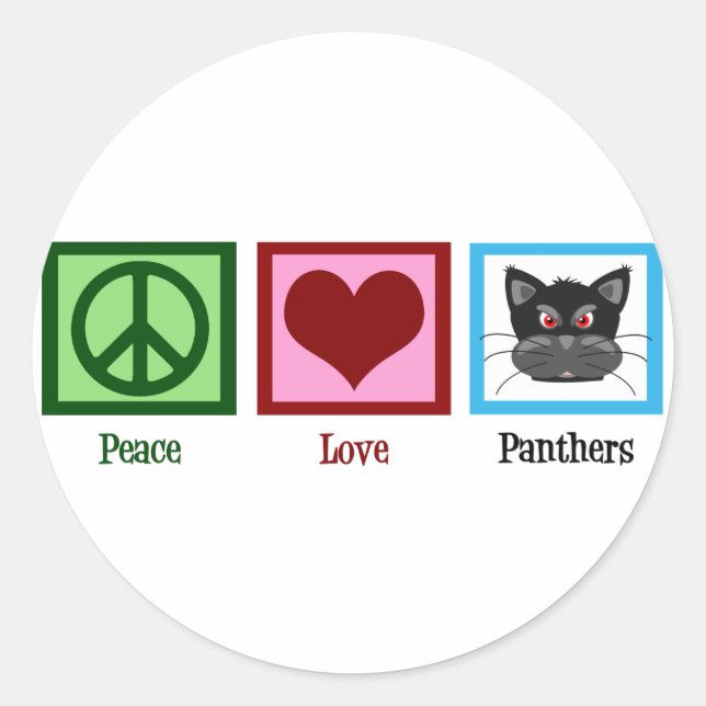 Peace Love Panthers Classic Round Sticker (Front)