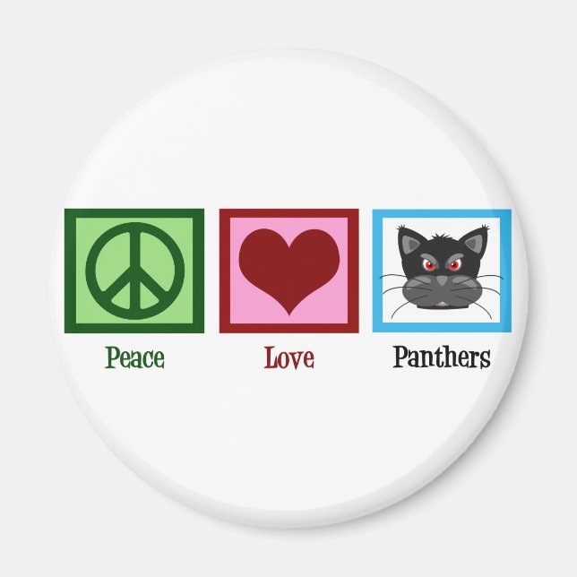 Peace Love Panthers Magnet (Front)