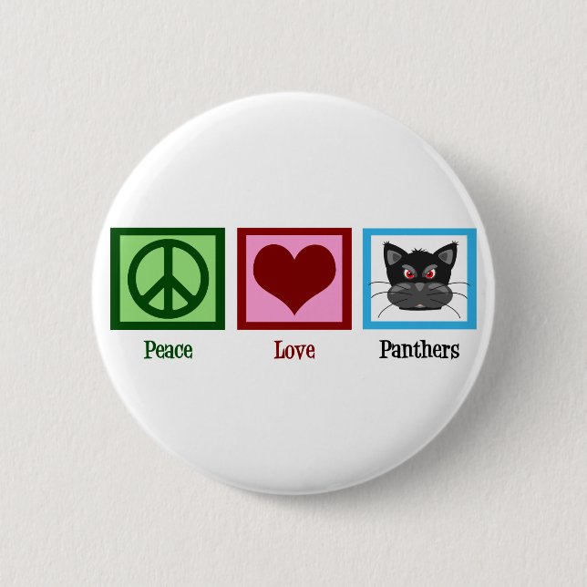Peace Love Panthers Pinback Button (Front)
