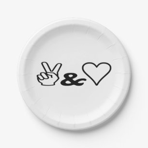 Peace & Love Paper Plates