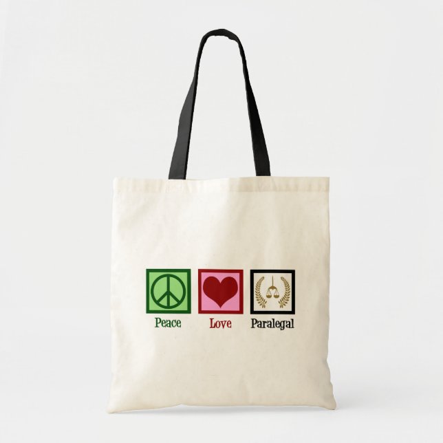 Peace Love Paralegal Tote Bag (Front)