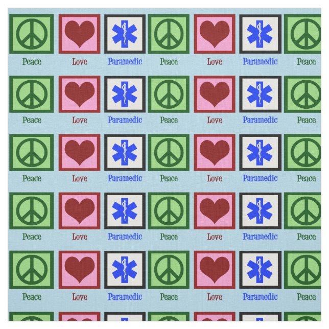 Peace Love Paramedic Fabric (Swatch)