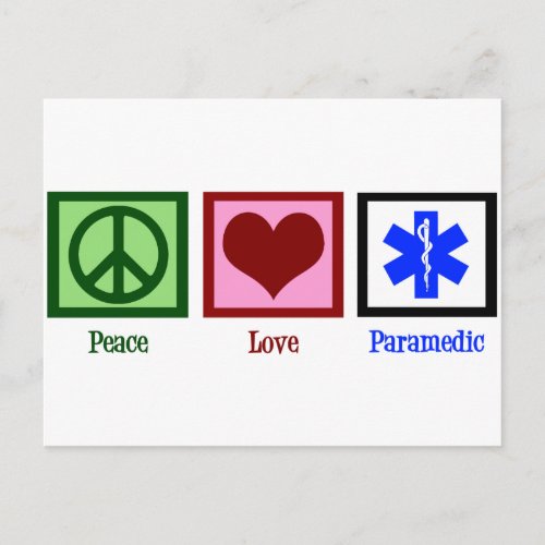 Peace Love Paramedic Postcard