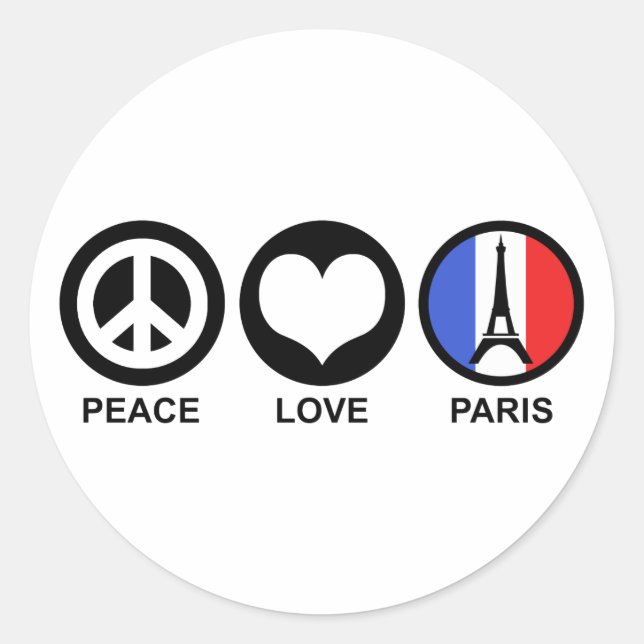 Peace Love Paris Classic Round Sticker (Front)