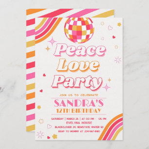 Peace Love Party Birthday Invitation