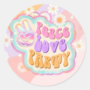 peace love party classic round sticker