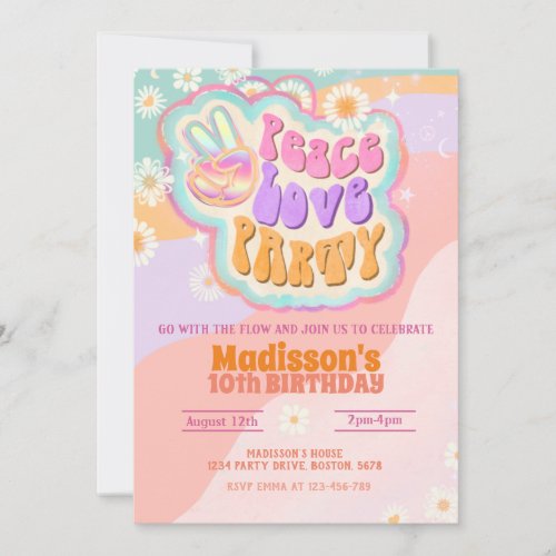 Peace Love Party Groovy Invitation