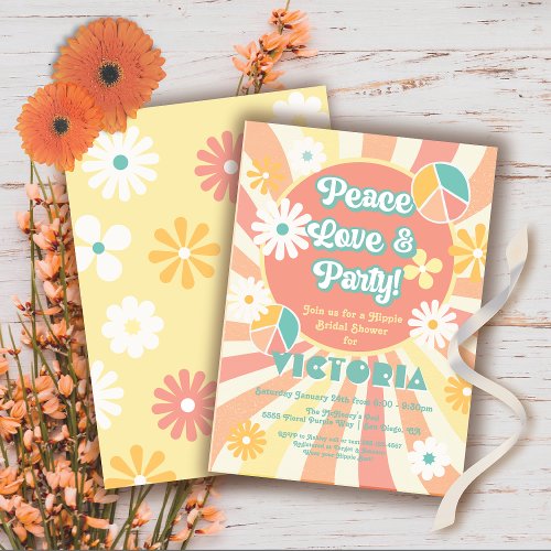 Peace Love  Party Hippie Party Invitation