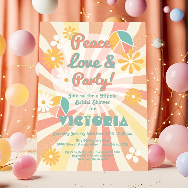 Peace Love & Party Hippie Party Invitation (Creator Uploaded)