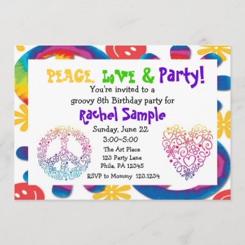 Peace  Love & Party Invitation by PixieToesInvitations at Zazzle