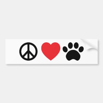 Peace Love Paw Bumper Sticker by iheartdog at Zazzle