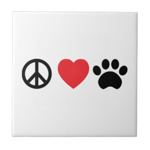 Peace Love Paw Ceramic Tile