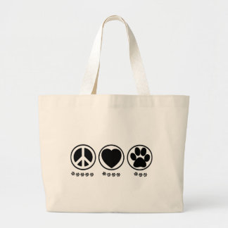 Peace Love Paw Large Tote Bag