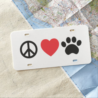 Peace Love Paw License Plate