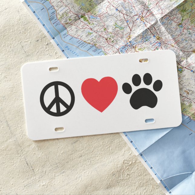 Peace Love Paw License Plate (In Situ)