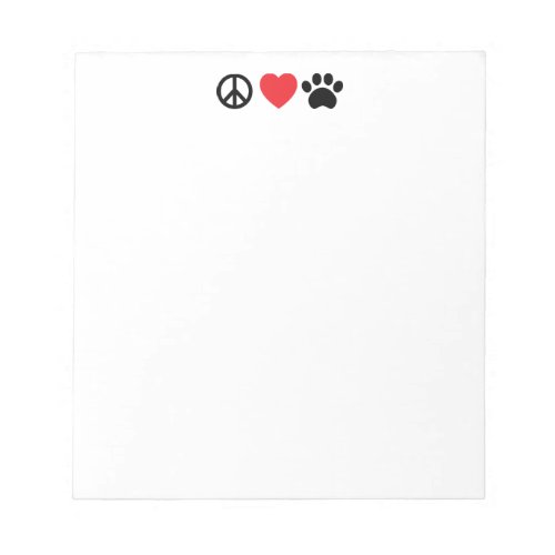 Peace Love Paw Notepad