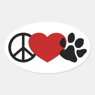 Peace-Love-Paw Oval Sticker