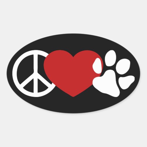 Peace_Love_Paw Oval Sticker